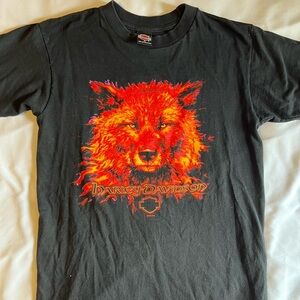 Harley-Davidson Black Tee with Red Wolf Graphic